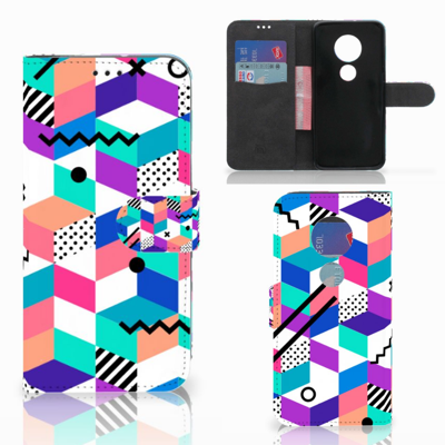 Motorola Moto G7 | G7 Plus | Book Case | Blokken Kleurrijk Motorola Moto G7 | G7 Plus | Book Case | Blokken Kleurrijk