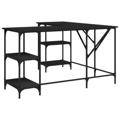 Bureau 139x139x75 cm bewerkt hout zwart