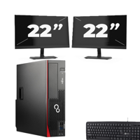 Fujitsu Esprimo D757 SFF - Intel Core i5-6e Generatie - 8GB RAM - 256GB SSD - Windows 11 + 2x 22 inch Monitor - thumbnail