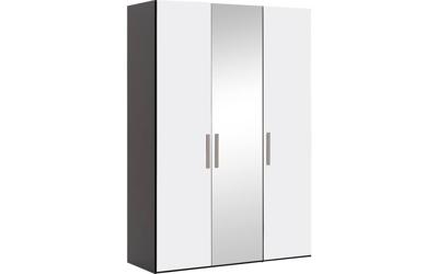 Goossens Kledingkast Easy Storage Ddk, Kledingkast 153 cm breed, 220 cm hoog, 2x glas draaideur en 1x spiegel draaideur midden