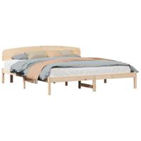 Bedframe met hoofdeinde Bruin 200 x 200 cm Massief grenenhout - thumbnail