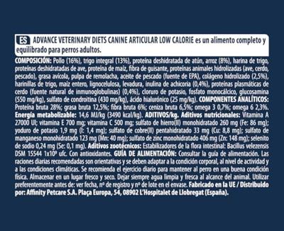 ADVANCE VETERINARY DIET DOG ARTICULAR GEWRICHTEN MINDER CALORIEËN - thumbnail