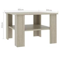 Salontafel 60x60x42 cm bewerkt hout sonoma eikenkleurig - thumbnail