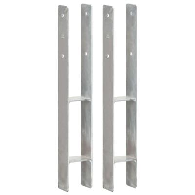 VidaXL Grondankers 2 st 8x6x60 cm gegalvaniseerd staal zilverkleurig VidaXL Grondankers 2 st 8x6x60 cm gegalvaniseerd staal zilverkleurig