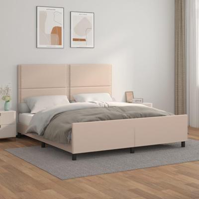 Bedframe met hoofdbord kunstleer cappuccinokleurig 180x200 cm