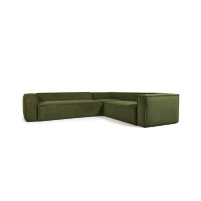 Kave Home 5-zits Hoekbank 'Blok' Rib, kleur Donkergroen Kave Home 5-zits Hoekbank 'Blok' Rib, kleur Donkergroen