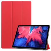 Voor Lenovo Tab P11 (TB-J606F) Custer Texture Horizontale Flip Lederen behuizing met drieklapbare houder & slaap / wake-up functie(rood) - thumbnail