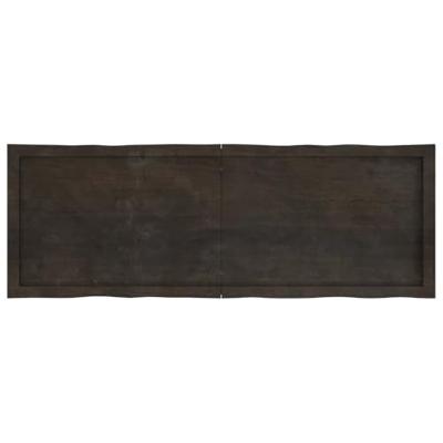 Tafelblad natuurlijke rand 140x50x(2-4)cm eikenhout donkerbruin