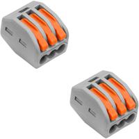 Lasklem Set 2 Stuks - 3 Polig met Klemmetjes - Grijs/Oranje - thumbnail