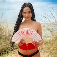 Houten waaier I'm Hot - Lichtroze - thumbnail