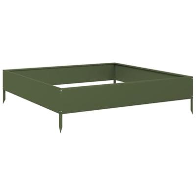 VidaXL Plantenbak verhoogd 100x100x26 cm staal olijfgroen VidaXL Plantenbak verhoogd 100x100x26 cm staal olijfgroen
