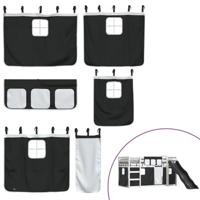 Stapelbed met glijbaan en gordijnen wit en zwart 80x200 cm - thumbnail