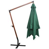 VidaXL Zweefparasol met houten paal 300x300 cm groen - thumbnail