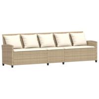 4-delige Loungeset met kussens poly rattan beige - thumbnail