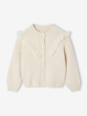 Vest met franjes voor meisjes ecru
