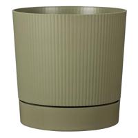Ronde bloempot met waterreservoir - GARDEN ID - Lino - Ø 39 - 32 L - H 38 cm - Mosgroen - thumbnail