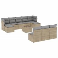11-delige Tuinset met kussens poly rattan beige - thumbnail