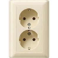 Gira dubbel stopcontact met randaarde creme glanzend 078801