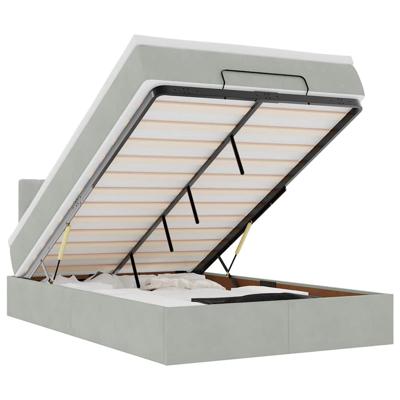 Ottoman bed met matras 90x190cm fluweel lichtgrijs - thumbnail