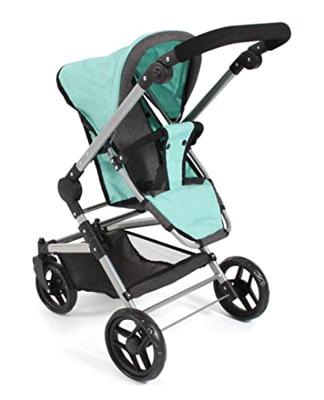 Combi-poppenwagen Fides 3-in-1 - Antraciet Mint