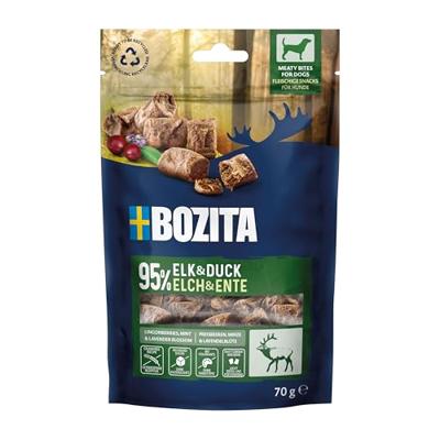 BOZITA Meaty Bites Hondensnack met 95% eland & eend 70 g - met één hand portioneerbare, smaakvolle lekkernijen zonder granen, zonder kip en zonder glycerine - lekkernijen waar je hond van zal houden