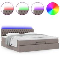 Ottoman bed met matras en LED's 80x200cm stof taupe - thumbnail
