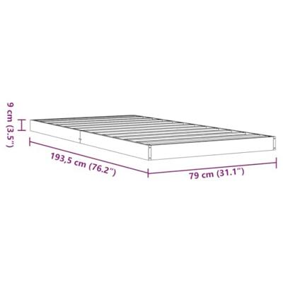 Bedframe massief grenenhout wasbruin 75x190 cm