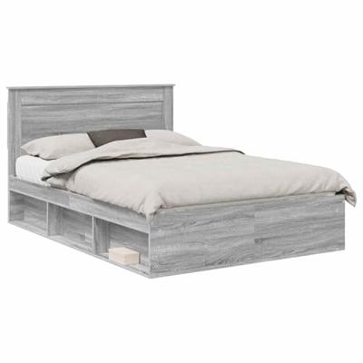 Bedframe met lade Grijs Sonoma 150 x 200 cm Massief grenenhout