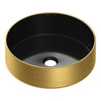 BRAUER Circle waskom - 36x36cm - rond - keramiek - mat zwart en goud WK-CC36ROMZGO - thumbnail