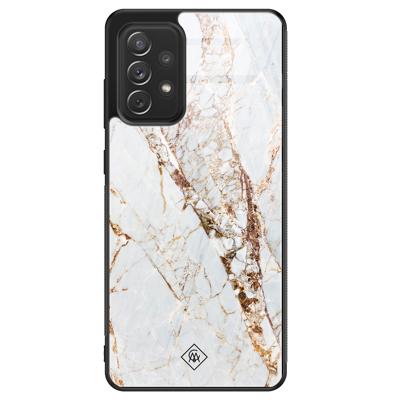 Samsung Galaxy A72 glazen hardcase - Marmer goud Samsung Galaxy A72 glazen hardcase - Marmer goud