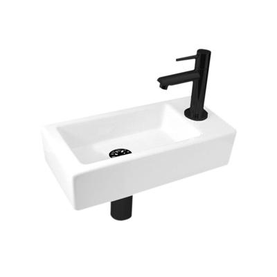 Best Design Bicolor Fonteinset 36x18x9 keramiek 1 kraangat rechts wit/mat zwart 4007390
