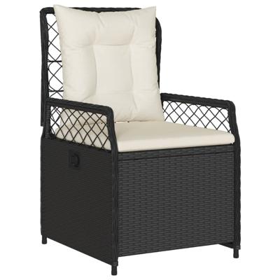 7-delige Tuinset met kussens poly rattan zwart