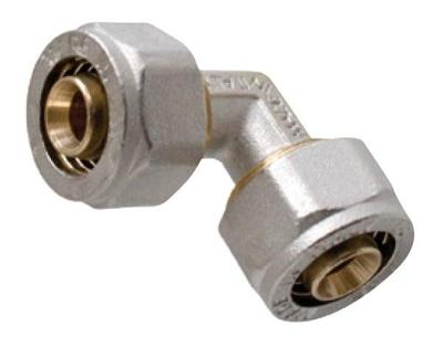Kirchhoff Messing aansluithoek 90°, vernikkeld, 20 mm, klemkoppeling voor meerlagenbuis - 988906255