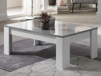Salontafel MADONNA rechthoekig hoogglans wit/hoogglans beton