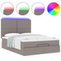 Ottoman bed met matras en LED's 140x190cm stof taupe - thumbnail