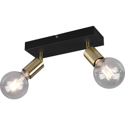 LED Plafondspot Trion Zuncka - 2-lichts E27 - Mat Zwart/Goud - Aluminium