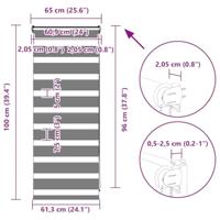 Zebra rolgordijn 65x100 cm stofbreedte 60,9 cm donkergrijs - thumbnail