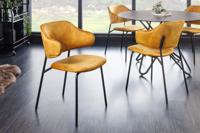 Design stoel VOGUE mosterdgeel fluweel zwart metalen poten - 43153 - thumbnail
