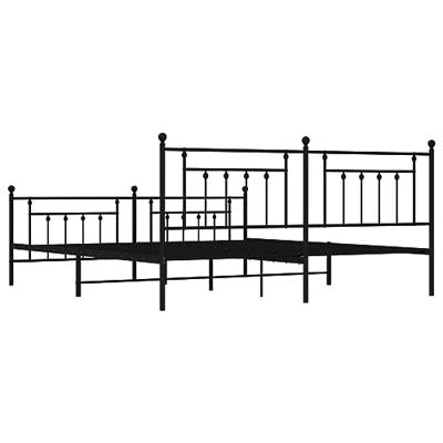 Bedframe met hoofd- en voeteneinde metaal zwart 200x200 cm - thumbnail