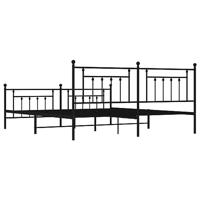 Bedframe met hoofd- en voeteneinde metaal zwart 193x203 cm - thumbnail