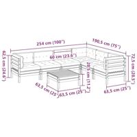 7-delige Loungeset met kussens massief douglas vurenhout - thumbnail