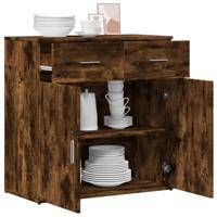Dressoir 79x38x80 cm bewerkt hout gerookt eikenkleurig - thumbnail