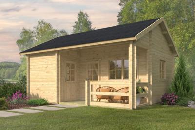 Tuindeco Edelweiss chalet 600x510 cm vuren blank- Zadeldak- Onbehandeld vurenhout- Tuindeco