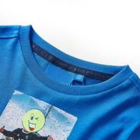 Kindershirt met lange mouwen voetbalspelerprint 140 kobaltblauw - thumbnail
