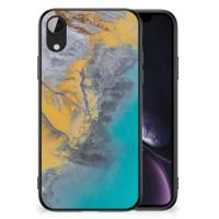 Apple iPhone XR Marmeren Print Telefoonhoesje Marble Blue Gold - thumbnail