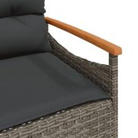 Tuinbank met kussens 116x62,5x74 cm poly rattan grijs - thumbnail