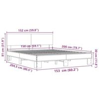 Bedframe bewerkt hout metaal bruin eikenkleur 150x200 cm - thumbnail