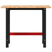 Werkbank rechthoek 100x60x81,5 cm massief eikenhout lichtbruin - thumbnail