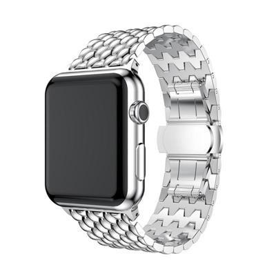 Dragon graan Solid roestvrijstalen polsband horlogeband voor Apple Watch serie 3 & 2 & 1 42mm (zilver)