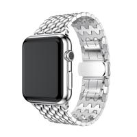 Dragon graan Solid roestvrijstalen polsband horlogeband voor Apple Watch serie 3 & 2 & 1 42mm (zilver) - thumbnail
